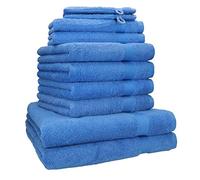 Betz Set di 10 asciugamani 100% cotone 2 asciugamani da doccia 4 asciugamani 2 asciugamani per ospiti 2 guanti da bagno (azzurro)