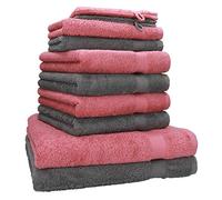Betz set di 10 asciugamani Premium 100% cotone 2 teli doccia 4 asciugamani 2 asciugamani per ospiti 2 guanti da bagno colore antracide e rosa antico