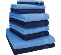 Betz Set di 10 asciugamani Premium 2 asciugamani da doccia 4 asciugamani 2 asciugamani per ospiti 2 guanti da bagno 100% cotone colore blu scuro e azzurro