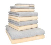 Betz Set di 10 asciugamani Premium 2 asciugamani da doccia 4 asciugamani 2 asciugamani per ospiti 2 guanti da bagno 100% cotone colore grigio argento e beige