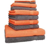Betz Set di 10 asciugamani Premium 2 asciugamani da doccia 4 asciugamani 2 asciugamani per ospiti 2 guanti da bagno 100% cotone colore arancione e grigio antracite