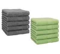 Betz Set di 10 lavette Premium misura 30 x 30 cm 100% cotone colore grigio antracite e verde mela