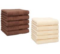 Betz Set di 10 Lavette Premium Misura 30 x 30 cm 100% Cotone Colore Marrone Noce e Beige