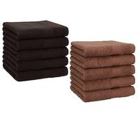 Betz Set di 10 Lavette Premium Misura 30 x 30 cm 100% Cotone Colore Marrone Scuro e Marrone Noce
