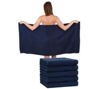 Betz Set di 6 asciugamani 70x140 cm PREMIUM 100% cotone asciugamani spugna telo doccia telo bagno telo mare telo sauna telo sportivo telo piscina colore blu scuro