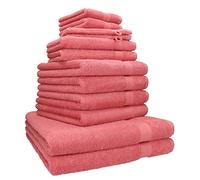 Betz Set di asciugamani in spugna Premium da 12 pezzi - 2 teli bagno - 4 asciugamani - 2 asciugamani per ospiti - 2 lavette - 2 guanti da bagno (rosso lampone)