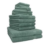 Betz Set di asciugamani in spugna Premium da 12 pezzi - 2 teli bagno - 4 asciugamani - 2 asciugamani per ospiti - 2 lavette - 2 guanti da bagno (verde abete)
