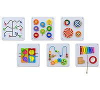 Betzold - Busy Board, Gioco motorio da Parete in Legno Set di 6 Elementi da Parete per Bambini