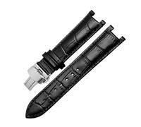 BEUAOCK Cinturino for orologio con tacche in pelle di coccodrillo e pelle bovina compatibile con GC Guess Pasha, cinturino da polso impermeabile in pelle bovina, 20*11 mm, 22*13 mm, da uomo(A-black-a-