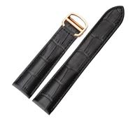 BEUAOCK Cinturino for Orologio in Pelle Compatibile con Cinturino Cartier 14mm 16mm 18mm 20mm 22mm Compatibile con Uomini e Donne Sostituisci Cinturini for Orologi(Black-Gold,14mm)