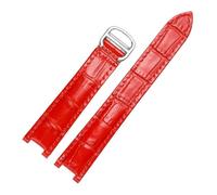 BEUAOCK Cinturino in Pelle Compatibile con Cartier Pasha W31074M7 WSPA0012 WJ120251 W3108555 con interfaccia concava Cinturino for Orologio 20 * 12mm(Red-Silver,20-12mm)