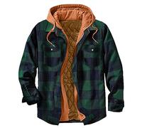 Beudylihy Camicia da uomo in flanella con cappuccio, a quadretti, da uomo, a maniche lunghe, termica, trapuntata, foderata, a quadretti, taglie S-5XL, verde militare, XXXXXL