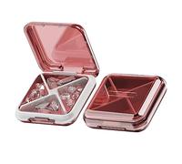 Beufee 2 pezzi scatola di pillole piccole, 4 griglie da viaggio portatile pillole per medicinali dell'organizzatore ogni giorno in acciaio inossidabile settimanale ad alta densità per (Rosso)