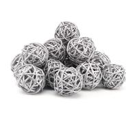 Beufee 20 Pezzi Palline di Rattan di Vimini, Orbs Decorativi Riempitivi per Vasi per Ornamenti per la Casa Artigianale per Decorazioni Natalizie per Feste di Matrimonio in Giardino(bianco)