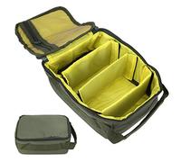 Beufee Borsa per la bobina da pesca, custodia per attrezzatura da pesca a 4 strati per la custodia per attrezzatura con cerniera con certa con 3 divisori regolabili