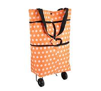 Beufee Carrello della spesa pieghevole, borsa della spesa 2 in 1 Carrello della spesa con ruote Borsa arancione pieghevole in tessuto Oxford a doppio scopo per lo shopping in viaggio