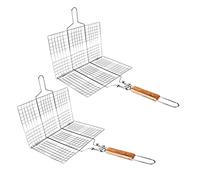 Beufee Cestello per griglia 2 Pezzi, Rete per Barbecue per Barbecue, Barbecue in Metallo, cestello per grigliate per Barbecue, Grandi cestini per grigliate Pieghevoli con Manico antiscottatura