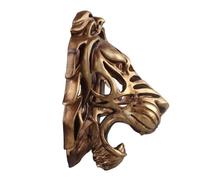 Beufee Decorazioni per pareti per la testa di leone, scultura artistica montata per la parete leone vivido in resina oro statua animale ornamento moderno per il corridoio
