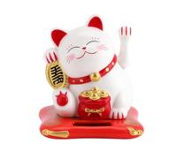 Beufee Gatto Fortunato Cinese, Gatto Fortunato ad energia Solare Mini Gatto Felice con Braccio agitante Che Fa cenno Decorazione per Figurine di Gatto per Auto Home Office(Bianco)