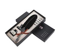 Beufee Penna D'Oca in Piuma, Penne in Piuma retrò con Pennino di Ricambio da 5 Pezzi Set di Penne in Piuma Antiche Penna per Calligrafia Steampunk per Decorazioni da Scrivania(Nero)