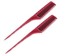 Beufee Pettine a 3 file, Pettine per stuzzicare 2 pezzi Spazzola per capelli ricci Leggera per la cura dei capelli Modellazione dello styling (Red)