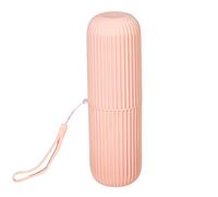 Beufee Porta spazzolino da viaggio Custodia portatile Ampia capacità Porta dentifricio multifunzionale in plastica per il bagno della scuola (Pink)
