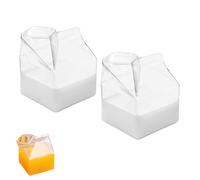 Beufee Set Di 2 Cartone Di Latte Di Vetro, 250 Ml Bottiglia per Il Latte Quadrata Contenitore Trasparente Contenitori Del Latte Irregolari per Cocktail, Vino, Acqua Calda, Bicchieri Acqua