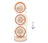 Beufee Ventilatore 3 teste, ventilatore da tavolo ricaricabile tramite (Beige)