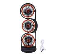 Beufee Ventilatore 3 teste, ventilatore da tavolo ricaricabile tramite (Grigio)