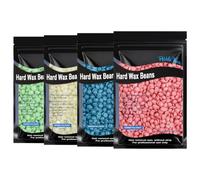 Beugo Cera Dura, 4 x 100g Cera depilatoria in perle, Perle di cera Professionale per Viso, Gambe, Bikini e Corpo, Donne Uomini (Crema + Rosa + Tea Tree + Camomilla)