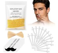 Beugo Nose Wax Kit di cera per il naso per uomini e donne, Kit Ceretta per Peli del Naso con 100g di cera per peli del naso, 20 bastoncini per capelli nasali, 10 Modelli per Baffi, Depilazione Rapida