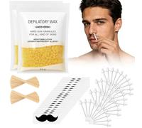 Beugo Nose Wax Kit di cera per il naso per uomini e donne, Kit Ceretta per Peli del Naso con 200g di cera per peli del naso, 40 bastoncini per capelli nasali, 20 Modelli per Baffi, Depilazione Rapida