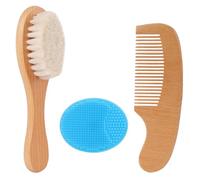 Beugo Spazzola Per Capelli Per Neonati per Neonato, Set di 3 spazzole e pettini per bambini, con setole di capra e setole in silicone, Spazzola da Bagno per Neonati e bambini