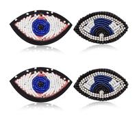 BEUNITONE 4 toppe di perle Evil Eye di cristallo evil-eye da cucire, ricamate a mano, decorative per indumenti e pantaloni