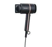 Beurer HC 35, Asciugacapelli compatto con funzione ionica per capelli lucenti e luminosi, incluso accessorio per lo styling, potente 1600-2000 watt, elegante display LED, custodia, colore nero