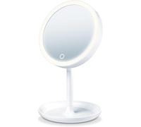Beurer BS 45 Specchio Cosmetico Illuminato LED Regolabile, Ingrandimento 5X, Sensore Touch, Porta Oggetti, Spegnimento Automatico