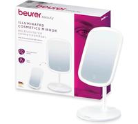 Beurer BS 47 Specchio cosmetico illuminato con 3 colori adatto per il makeup, con supporto magnetico, ruotabile a 360° e rimovibile, pratico specchio da bagno con superficie di appoggio