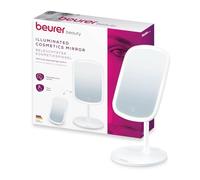 Beurer BS 47 Specchio cosmetico illuminato con 3 colori adatto per il makeup, con supporto magnetico, ruotabile a 360° e rimovibile, pratico specchio da bagno con superficie di appoggio