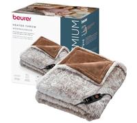Beurer coperta riscaldante Arctic Brown, extra morbida con design 2-in-1 | Coperta coccola con 2 colori taupe e marrone, con spegnimento automatico e sistema di sicurezza, 6 livelli di temperatura