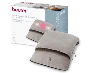 Beurer FM 28 Massaggiatore Piedi 2 in 1 con Calore e Vibrazione, 3 Programmi, Morbido Tessuto a Coste, Scaldapiedi Elettrico Compatto con Cavo USB-C, per Casa e Ufficio, Grigio