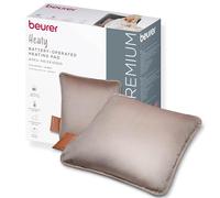 Beurer Heaty heat pad, cordless heating pad with battery, with automatic switch-off function and 3 temperature settings, with fast heating, soft velvet fabric, smokey taupe