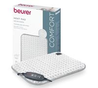 Beurer HK 43 termoforo, tappetino termico extra morbido con spegnimento automatico e 3 livelli di temperatura, con riscaldamento rapido, lavabile in lavatrice fino a 30 °C, Bianco