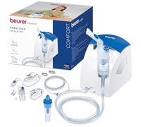 Beurer IH 26 Aerosol ad Aria Compressa Con Doccia Nasale E Accessori Completi Inclusi, Bianco/Blu, 16.6 x 14.8 x 14.1 cm, Tempo di inalazione breve e pressione di esercizio di 0.8 - 1.45 bar