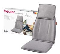 Beurer MG 330 Coprisedile Massaggiante Shiatsu Grigio con 3 Aree di Vibrazione a 4 Testine che Simulano il Massaggio Manuale, 2 Livelli di Intensità, Interruttore Manuale