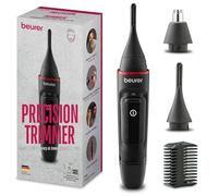 Beurer MN3X rifinitore di precisione, tagliacapelli a batteria, 3 accessori di alta qualità, rifinitore per modellare e tagliare peli di naso, orecchie e sopracciglia, impermeabile