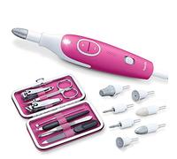 Beurer MP 44 Fresa elettrica per Unghie, Set Professionale per Manicure e Pedicure con 7 Accessori in zaffiro e feltro inclusi e Kit unghie da viaggio aggiuntivo, 2,500-4,600 giri/minuto