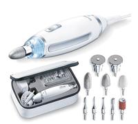 Beurer MP 62 Fresa elettrica Per Unghie da 5400 giri/min, inclusi 10 Accessori Per Manicure E Pedicure in feltro e zaffiro, con Luce LED, colore Bianco, design ergonomico