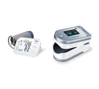 Beurer PO 60 Saturimetro Bluetooth a Lettura Istantanea con Visualizzazione Grafica del Battito Cardiaco + Beurer Sfigmomanometro da braccio BM 57, sfigmomanometro digitale con ampio bracciale