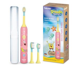Beurer SC 11 Seastar Pink SpongeBob spazzolino elettrico per bambini | 2 testine per spazzolino da 3 e da 6 anni, spazzolino a ultrasuoni per bambini, silenzioso e leggero, astuccio per spazzolino
