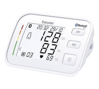 Beurer Sfigmomanometro da braccio BM 57, sfigmomanometro digitale con ampio bracciale fino a 43 cm, connessione app tramite Bluetooth, protezione dei dati certificata